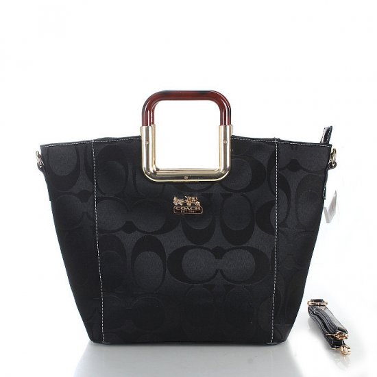 Coach Logo Medium Black Totes FCZ - Click Image to Close